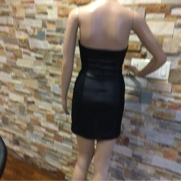 THEORY Shosana Leather Panel Strapless Mini Dress - Picture 3 of 9